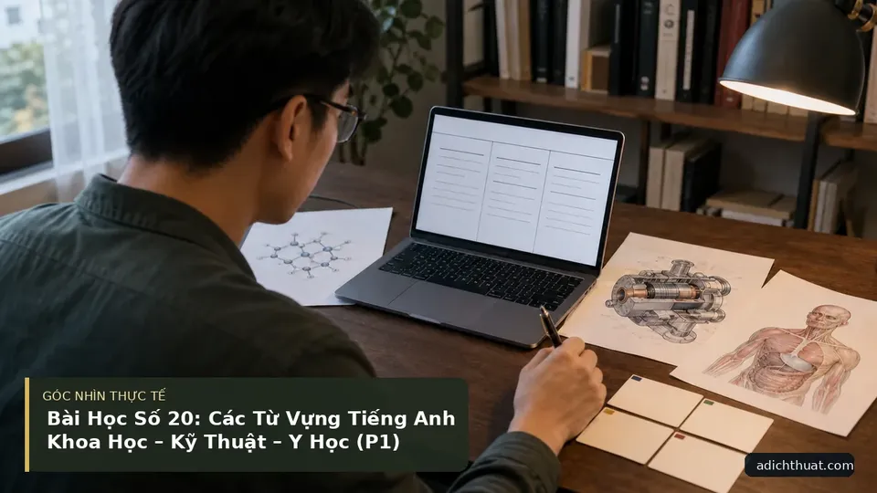Chi tiết minh họa dịch thuật trong bài Bài Học Số 20: Các Từ Vựng Tiếng Anh Khoa Học – Kỹ Thuật – Y Học (P1)