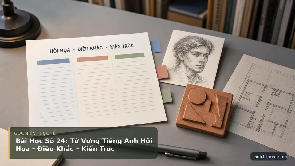 Chi tiết minh họa dịch thuật trong bài Bài Học Số 24: Từ Vựng Tiếng Anh Hội Họa – Điêu Khắc – Kiến Trúc