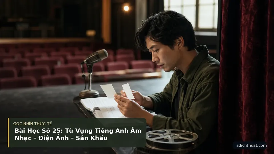 Chi tiết minh họa dịch thuật trong bài Bài Học Số 25: Từ Vựng Tiếng Anh Âm Nhạc – Điện Ảnh – Sân Khấu