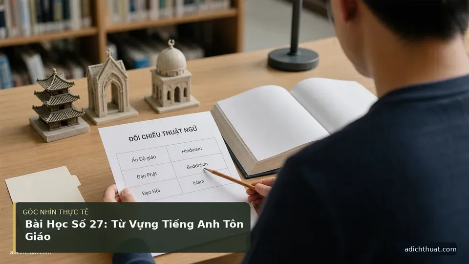 Chi tiết minh họa dịch thuật trong bài Bài Học Số 27: Từ Vựng Tiếng Anh Tôn Giáo