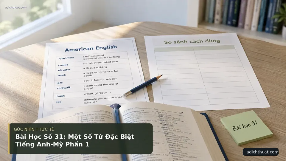 Chi tiết minh họa dịch thuật trong bài Bài Học Số 31: Một Số Từ Đặc Biệt Tiếng Anh-Mỹ Phần 1