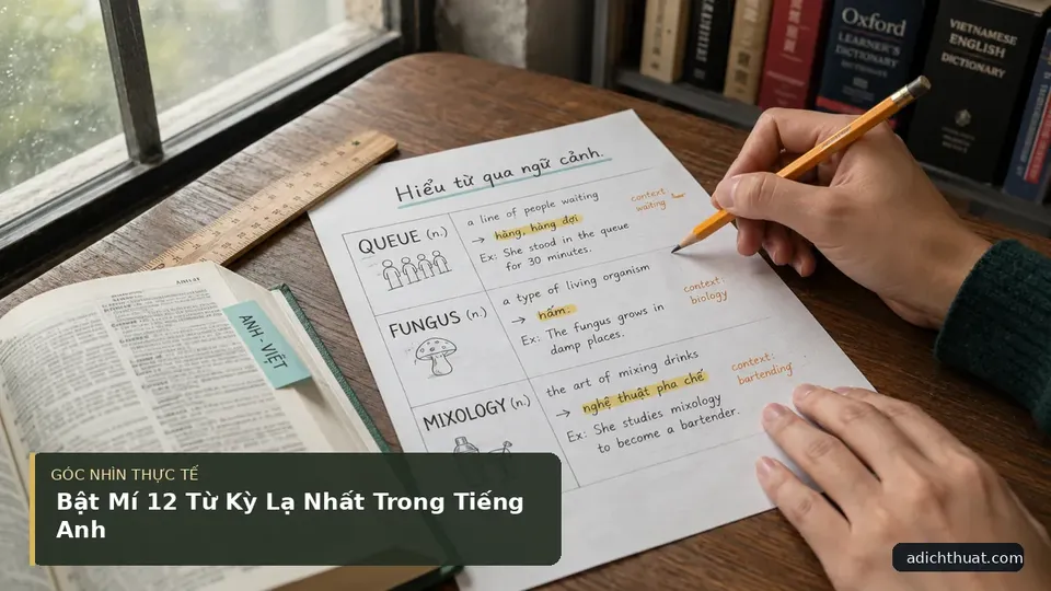 Chi tiết minh họa dịch thuật trong bài Bật Mí 12 Từ Kỳ Lạ Nhất Trong Tiếng Anh