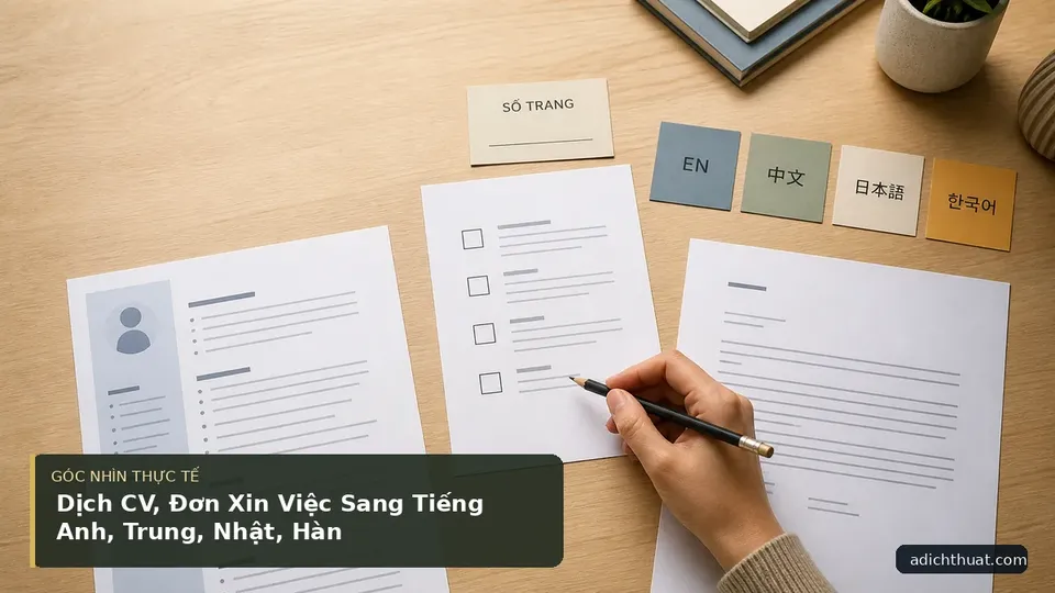 Chi tiết minh họa dịch thuật trong bài Dịch CV, Đơn Xin Việc Sang Tiếng Anh, Trung, Nhật, Hàn