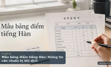 Mẫu bảng điểm tiếng Hàn: thông tin cần chuẩn bị khi dịch