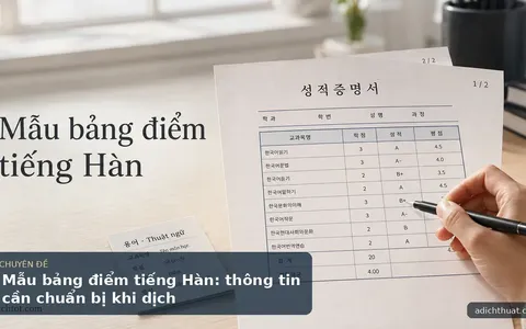 Mẫu bảng điểm tiếng Hàn: thông tin cần chuẩn bị khi dịch