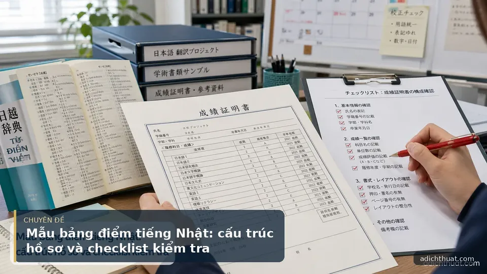 Mẫu bảng điểm tiếng Nhật: cấu trúc hồ sơ và checklist kiểm tra