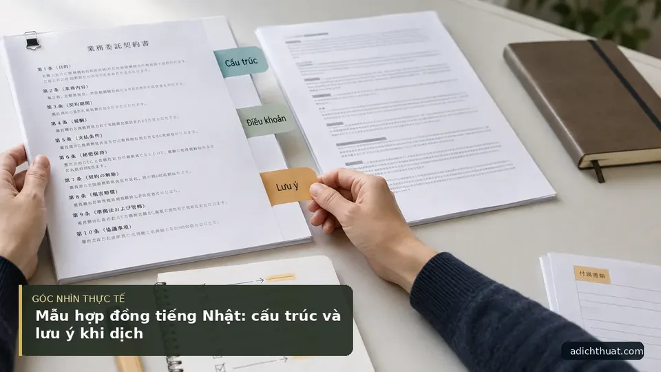 Chi tiết minh họa dịch thuật trong bài Mẫu hợp đồng tiếng Nhật: cấu trúc và lưu ý khi dịch