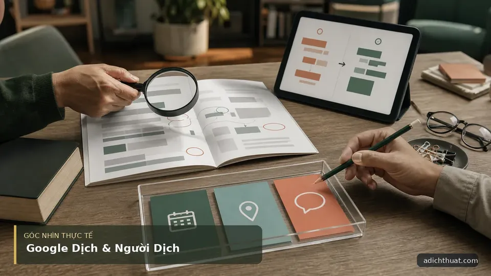 Sự Khác Biệt Giữa Google Dịch Và Người Dịch — hình minh họa dịch thuật